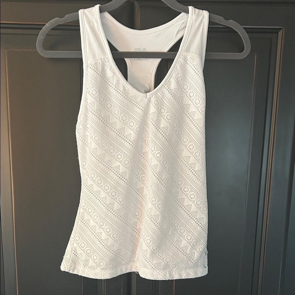 Fila White Patterned Women's Tennis Tank Top
